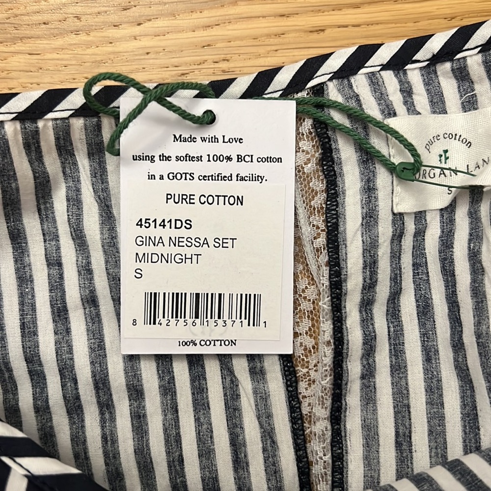 NWT Morgan Lane Gina Nessa Striped Ruffle-Trim Pajama Set - Picture 8 of 12